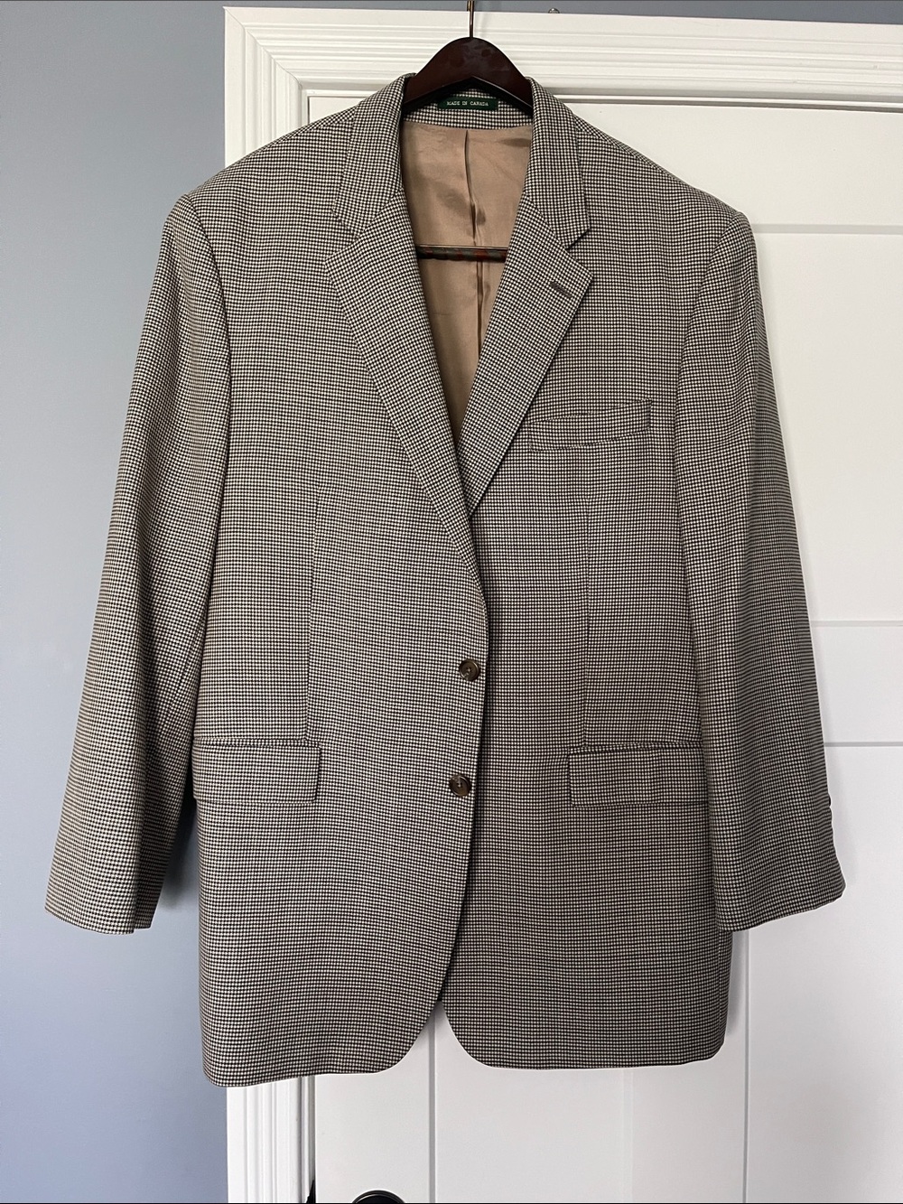 Classic Men's Houndstooth Sport Coat - Beige
